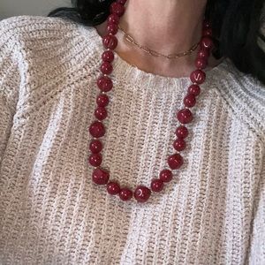 FREE w/purchase. Vintage beaded necklace. Cranberry colored beads.